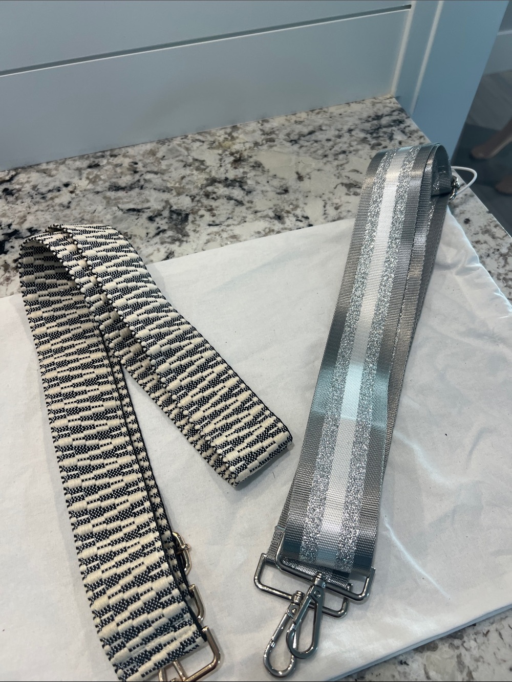 Adjustable Silver/Grey and Black/White Wide Strap for handbags
